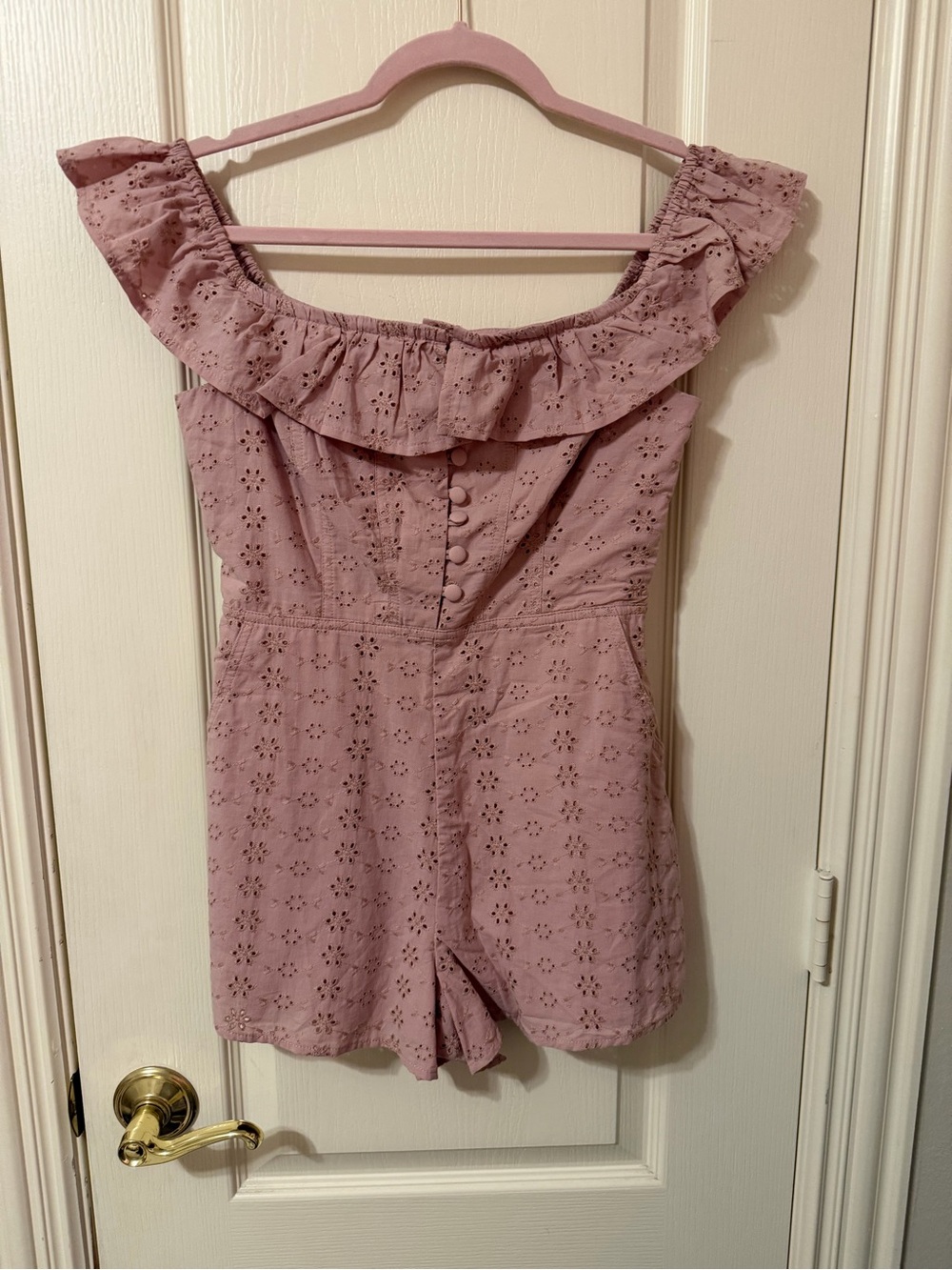 Kimchi Blue (nuuly) Pink Eyelet Romper